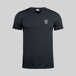 GrifoStyle, fronte t-shirt nera con scollo a V loggata Grifo GrifoStyle, fronte t-shirt nera con scollo a V loggata Grifo